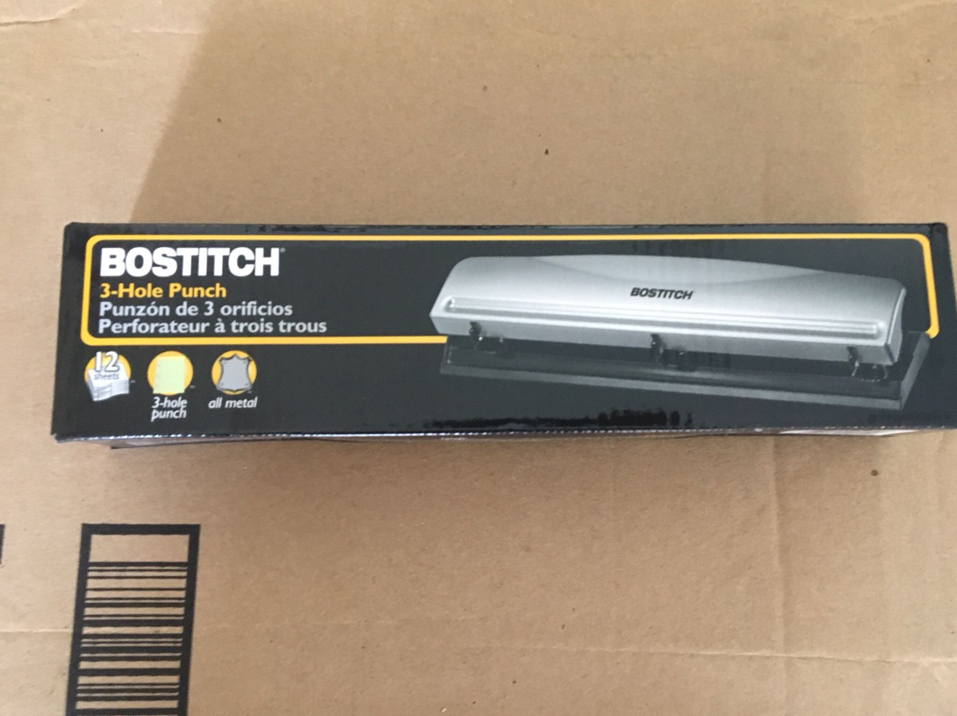 Bostitch Office HP12 3 Hole Punch, 12 Sheet Capacity, Metal