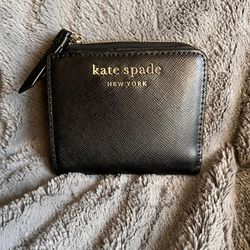 Kate Spade Staci Saffiano Leather Small L Zip Around Bifold Wallet BLACK
