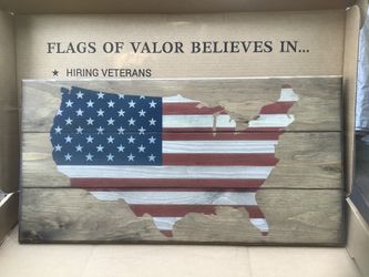 NIB “Flags Of Valor” Wooden Flag Made In USA