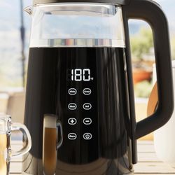 Veken Electric tea kettle, 1.7 liters 1500W, temperature control, keep heat, digital display, automatic shutdown, hot water boiler heater, glass kettl