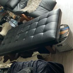 Black Faux Leather Bench 60”x30”x6”high