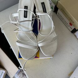 Heels - White Strap Up Legs