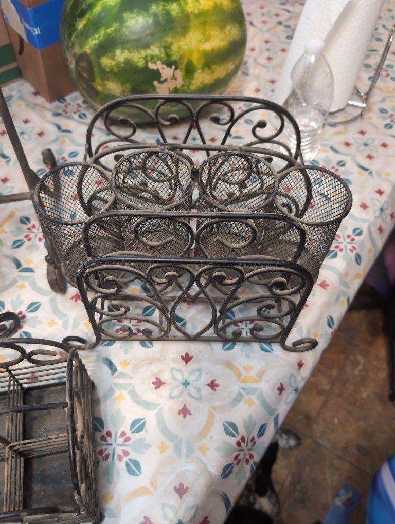 4th July. Picnic, Iron Plate, Napkins, Silverware Holder Recipe Book Holder Or Sign Holder, Magazine Rack, Another Silverware Holder, And A fruit Blac