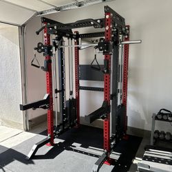 PRO SERIES Ultimate 3-1 Half Rack Functional Trainer w/Smith Machine Bar | 400lb Stack | Gym Equipment | Fitness | Commercial | Squat Rack  