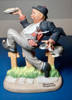 The 12 Norman Rockwell Porcelain Figurine Collection (1980) - The Danbury Mint - "Caught In The Act"