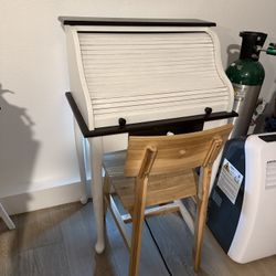 Antique Desk & Wood Chair 