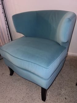 Teal Velvet Barrel Accent Chair