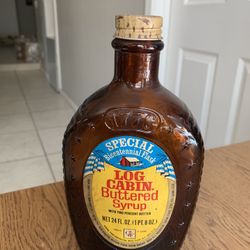 Vintage Log Cabin 1(contact info removed) Bicentennial Brown Glass Flask Bottle War Drummers