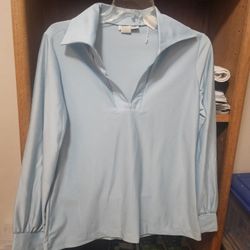 Lee Mar Nylon L/S Blue Shirt Size 10 1970s
