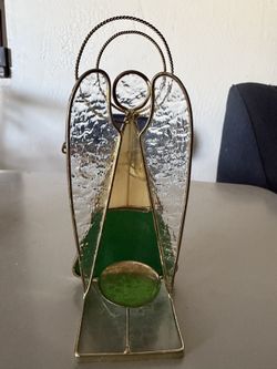 Stained Glass Angel Candle Holders , Size 5”x8” - Set of 2
