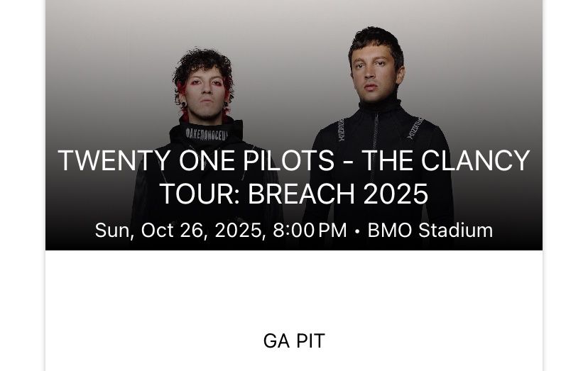 (1) Twenty One Pilots Pit Ticket
