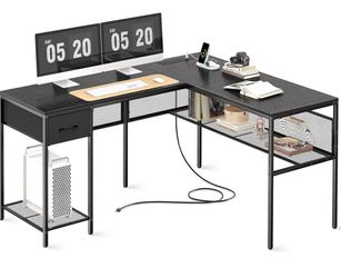 Black L-shaped Computer Desk