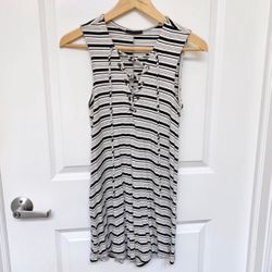 Staccato Striped Lace Up T-Shirt Summer Dress