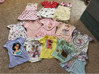 Kids girl t shirt dress size 5/6 used Disney jasmine Sanrio hello kitty melody kuromi Yoda star war frozen Elsa Anna