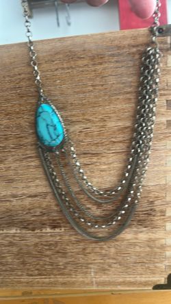 Turquoise Stone Multi-Chain Necklace