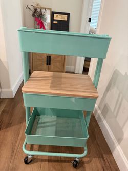 3-Tier Rolling Storage Cart Teal