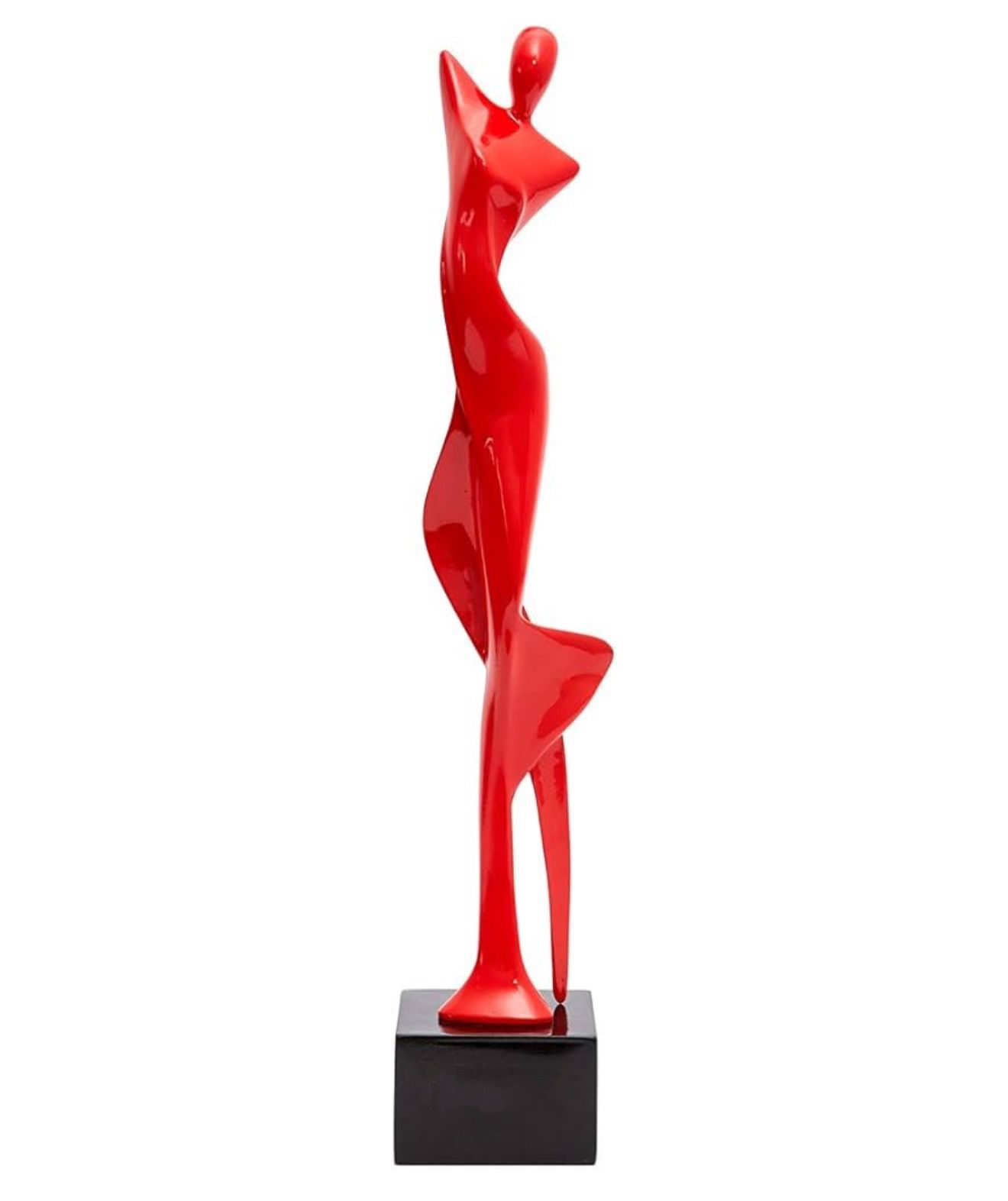 Yoga Sculpture Figurine Woman Statue Lady Gifts Modern Decor Polyresin Red 13.8 inch