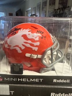 Randy Gradishar Signed Denver Broncos Riddell Alt Speed Mini Helmet Beckett