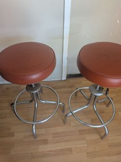 Pair of Adjustable Industrial Bar Stools