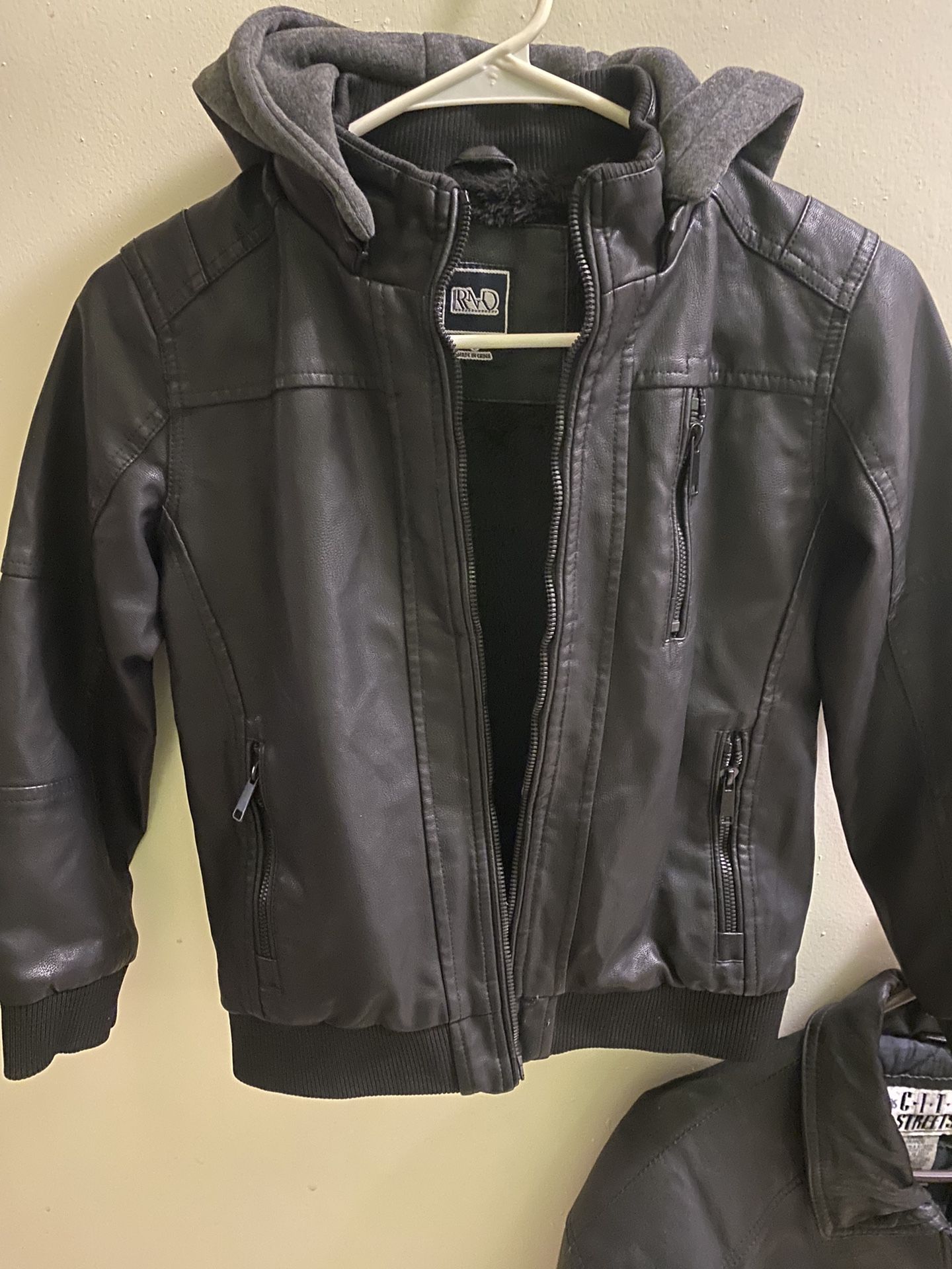 Black Leather Looking Jacket Black Furred Lining