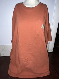 Carhartt Men s Iconic K87 Loose Fit Heavyweight Pocket Shirt Short Sleeve Orangeish Brown