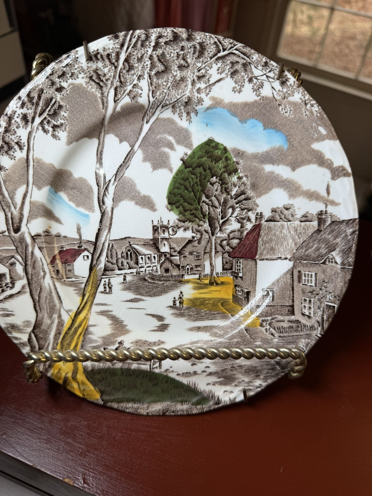 Vintage W.H. Grindley Sunday morning lunch on plate 8 inch stafford shire England
