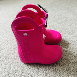NWT! Pink Rain boots crocs 12 C