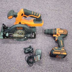 Black & Decker 3/8" Drill & 5-1/2" Circular Saw with 20V Battery & Charger 