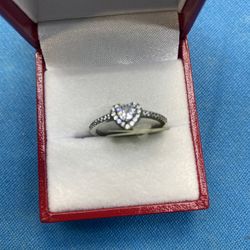 Ladies Silver Heart Ring With A Zirconia