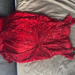 Red Glittery Mermaid Dress 