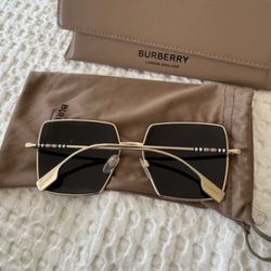 Burberry Daphne Hexagonal Gold and Black Sunglasses