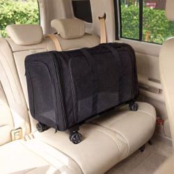 New In Box Bag Size 25x14x14 Inch Tall Detachable Dolly Rolling Pet Dog Cat Carrier Travel Duffle Bag Breathable Mesh Screen Doors 