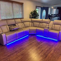 New Beige Power Reclining Couch