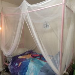Pink Twin Sized Canopy Bedroom Set