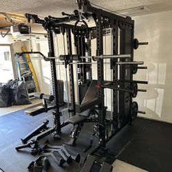 Smith Machine 500 | Adjustable Bench | 245lb Cast Iron Olympic Weights | 7ft Olympic Bar | Fitness | Gym Equipment | FREE DELIVERY/INSTALLATION 🚚 🛠️