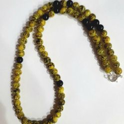UNISEX  18"KOMBABA JASPER MARBLEIZED  BEADED CHOKER DESIGNER ORIGINAL NECKLACE