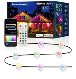 LemonLovely Permanent Outdoor Lights for House, 180ft with 132 Smart IC+RGBCW LED Eaves Lights