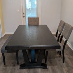 Dining Table Set with Bench (3 Chairs + 1 Bench) - $150