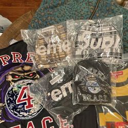 Supreme FW 23” Week 11 Peace Jacket, Beanies, Hooded Shirt, Bumblebee Football Top