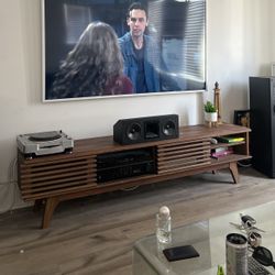 Mid Century Modern Wood Entertainment Center Lo Profile TV Stand Media Console Credenza