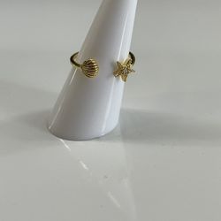 Stainless Steel Seashell And Star Ring