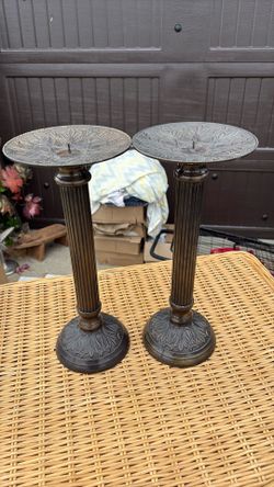 Metal candle holders.