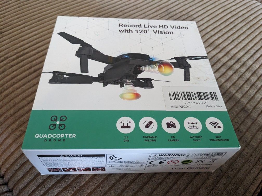 ~NEW Quadcopter Drone - Live Video, Dual Cameras, Smartphone App Wifi Control + Physical Controller, Automatic Hover - Rechargeable/Light/Foldable