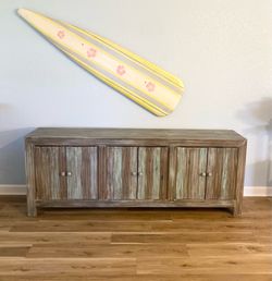 Coastal Cabinet Console Distressed Driftwood Look