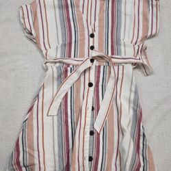 American Eagle Multicolor Striped Dress Short Sleeve Front Button Down Small