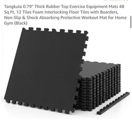 Tangkula Interlocking Foam Floor Tiles 48 Sq Ft Black
