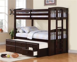 New! Logan Twin Over Twin Bunk Bed with Trundle Understorage $39 Down (NO CREDIT CHECK FINANCING)