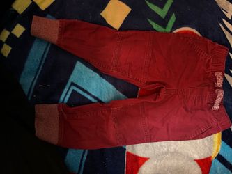 Red Kids Jogger Pants with Ribbed Cuffs