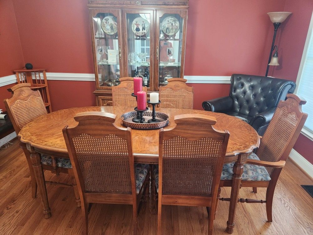 Wood Table & Hutch (Matching Dining Room Set)