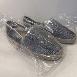 Michael Kors Women Kendrick Silver Mesh Espadrilles Sz10 Flats Slip On Metallic